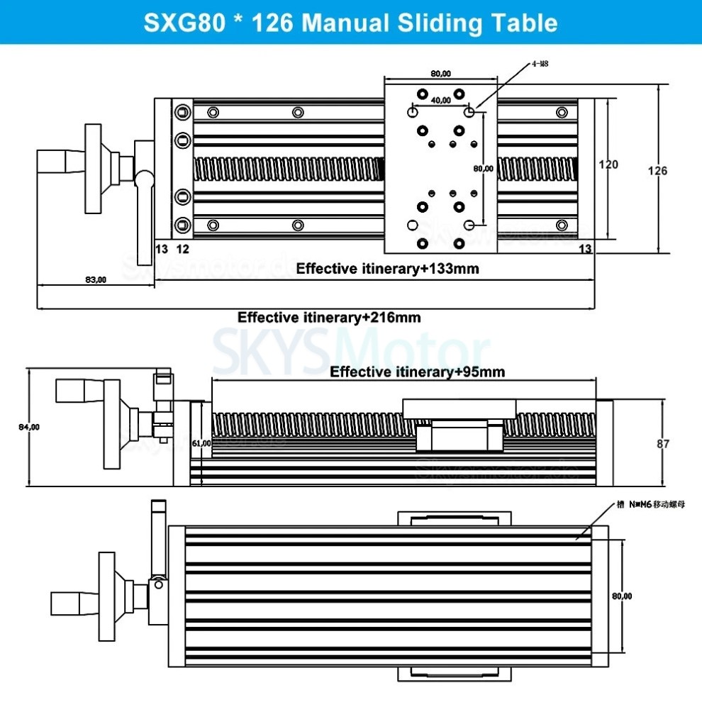 Hochleistungs Linearführungstisch SXG80×120 Kugelgewindetrieb für CNC Linearführung für Nema23/34-Motoren Hochleistungs Linearführungstisch SXG80×120 Kugelgewindetrieb für CNC Linearführung für Nema23/34-Motoren