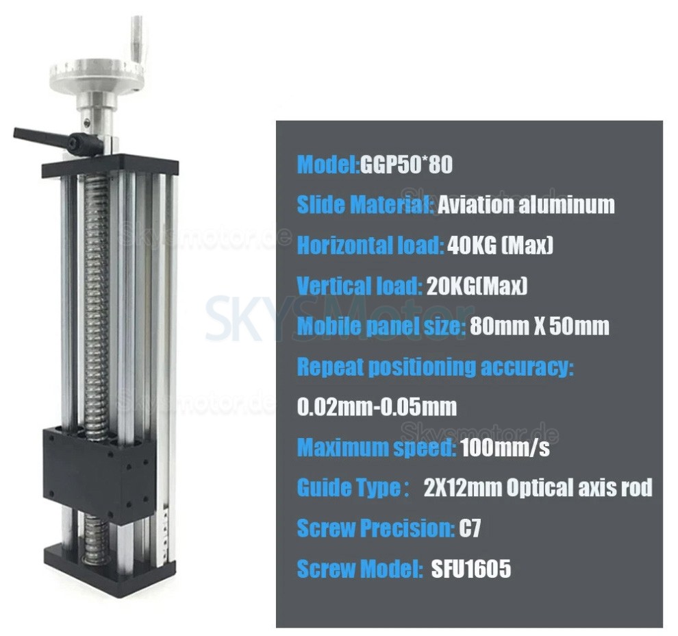 Manuelle Linearführung GGP5080 Linearaktuatoren Kugelgewindetrieb CNC Bewegungsmodul mit Handrad Manuelle Linearführung GGP5080 Linearaktuatoren Kugelgewindetrieb CNC Bewegungsmodul mit Handrad