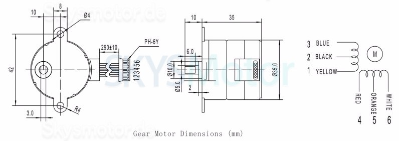 2 Stück 12V Stirnradgetriebe Schrittmotor GM37-35BY 7.5° mit Verhältnis 6~810 Stirnradgetriebe