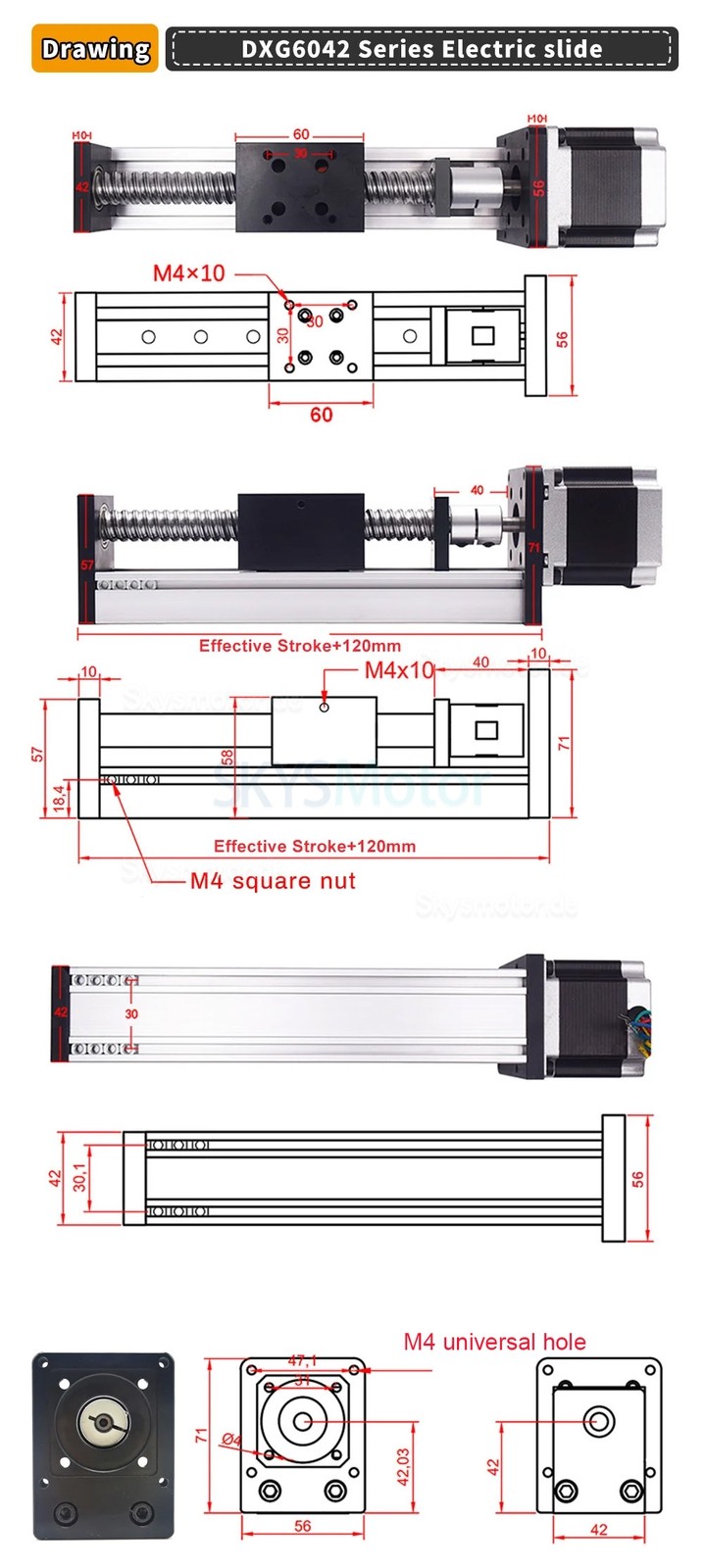 Elektrischer CNC Lineartisch OSP001600 mit Linearf&uuml;hrung und Schrittmotor