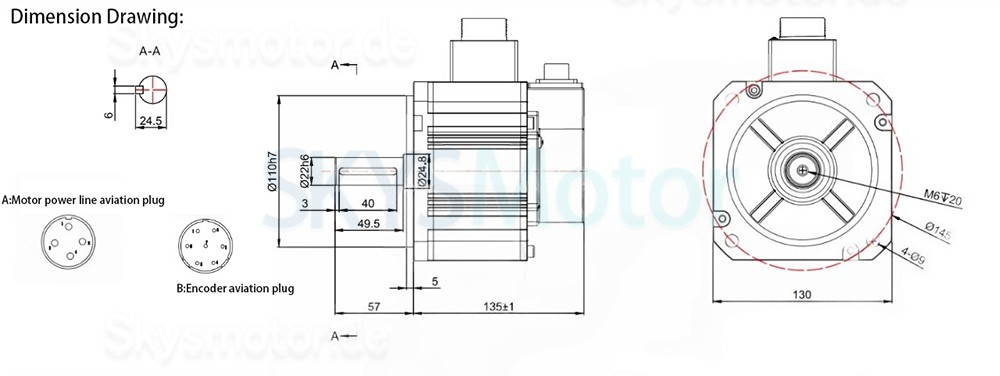 1,5KW AC Servomotor Kit 130JASM515230K-17B+JASD20002-20B 4,78N.m 220V 3000U/min 5,6A mit Servoantrieb