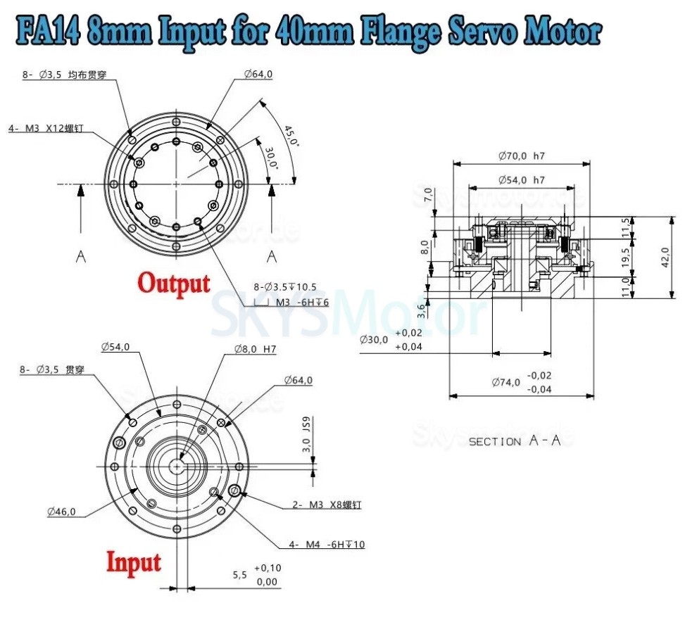 FA-Serie spannungswellengetriebe untersetzung 30:1/50:1/80:1/100:1/120:1 f&uuml;r servomotoren