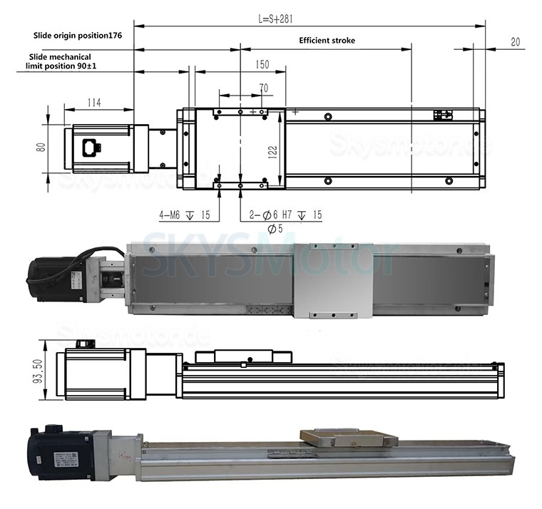Doppelschienen-Linearmodul, Linearführungsantrieb FCH140 50–1250 mm mit 1000-W-Servomotor