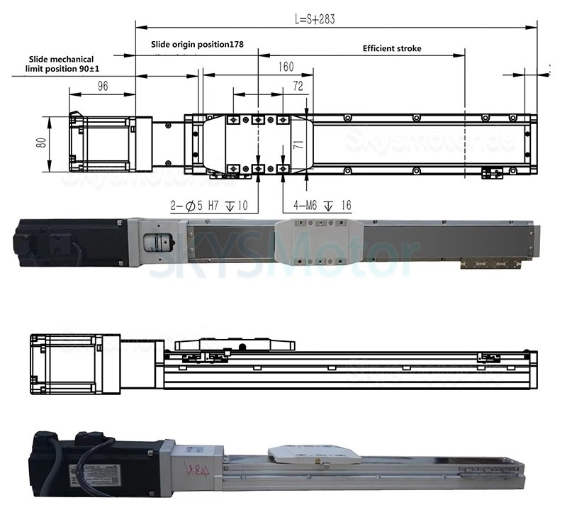 Doppelschienen-Linearmodul, Linearführungsantrieb FCH90 50–1100 mm mit 750 W Servomotor
