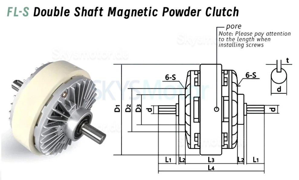FL-S-C Serie Doppelwellen Magnetpulverkupplung 6Nm-50Nm 24VDC CNC-Magnetpulverkupplung
