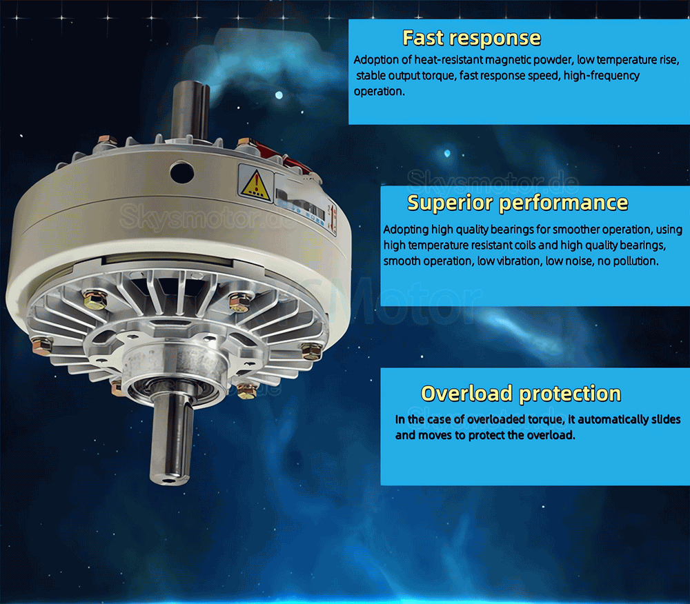 FL-S-C Serie Doppelwellen Magnetpulverkupplung 6Nm-50Nm 24VDC CNC-Magnetpulverkupplung