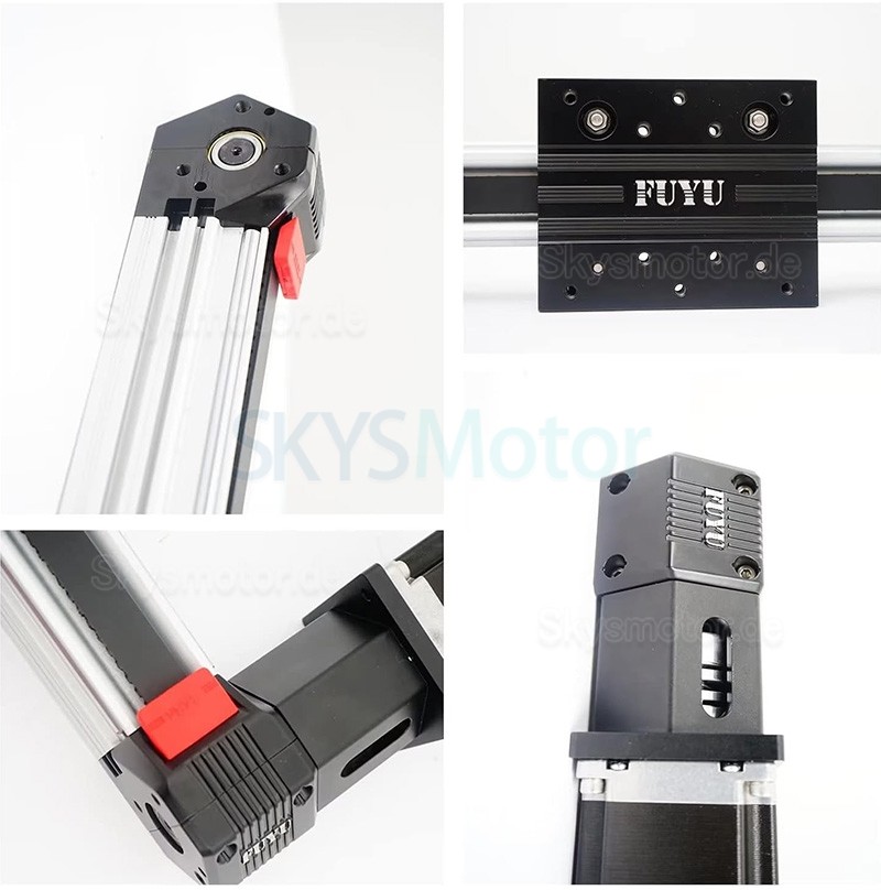 Linearführung schiene, Linearführungsschiene FPB60 mit Riemenantrieb, Schlitten und Nema 24 Schrittmotor für CNC