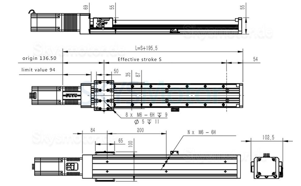 Doppelführungsschienen Kugelumlaufspindel Lineartischmodul FSK80 Linearantrieb 100-1000 mm mit NEMA24 Schrittmotor