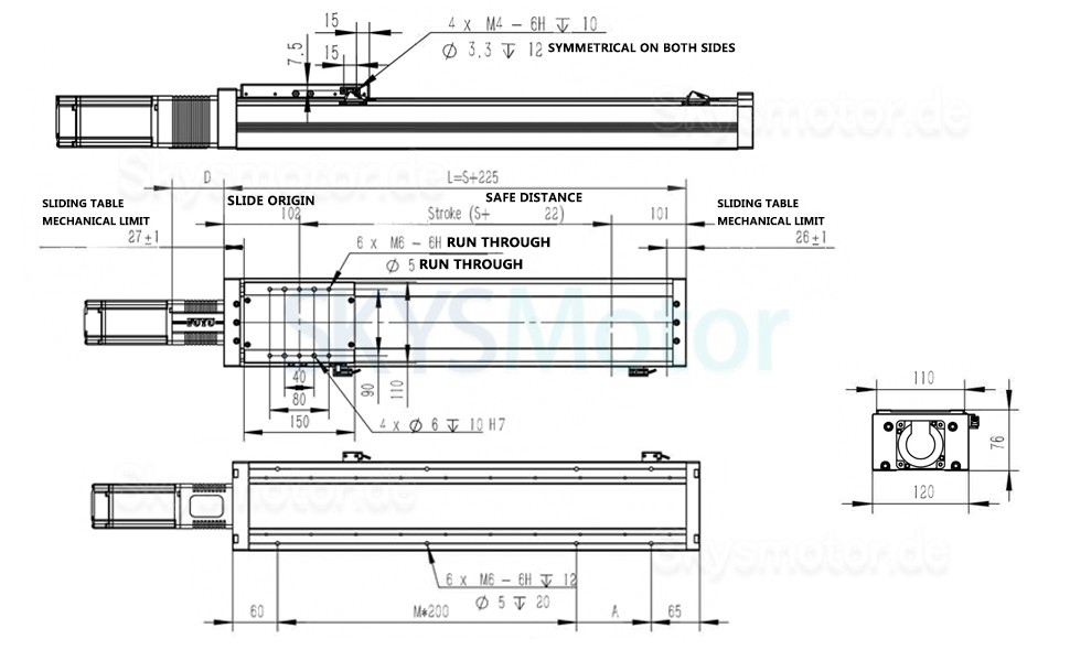 Schwerlast-Linearführung, Kugelumlaufspindel Linearantribe FSL120 50-1500mm mit Nema34 Schrittmotor
