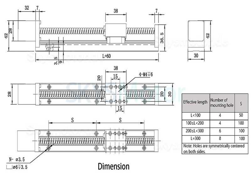 linearführungsschiene, Linearführungen FSL30 50–300 mm mit Nema 14 Schrittmotor