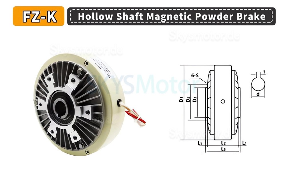 FK-D-Serie Hohlwellen Magnetpulverbremsensatz mit manuellem magnetischer Pulverspannungsregler SJ-180A