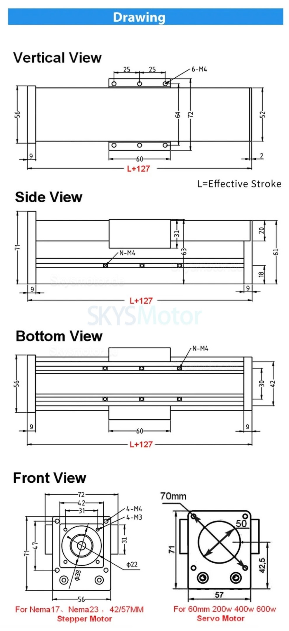 Mini CNC Kugelgewindetrieb Schlittenbausatz OSP001613 Lineartisch Motorisiert mit Schrittmotor