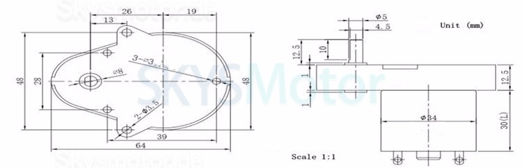 2 Stück 12 V/24 V Birnenförmiger DC Getriebemotor mit Schneckengetriebe GM48-3530 Nenndrehmoment 5 kg.cm 48 * 64 mm