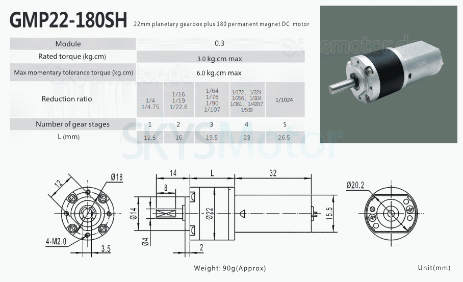2 Stück Φ22mm 6V/12V Bürsten DC Getriebemotor PMDC Motor GMP22-180SH mit Planetengetriebe