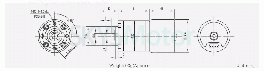 2 Stück Φ22mm 12V/24V Gleichstromgetriebemotor GMP22-TEC2418 3.0kg.cm 1.54w mit Planetengetriebe