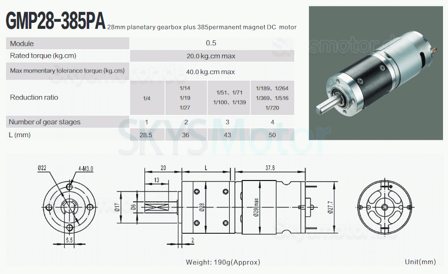2 Stück Φ28mm 12V/24V Bürsten DC Getriebemotor PMDC Motor GMP28-385PA mit Verhältnis 4~720 Planetengetriebe
