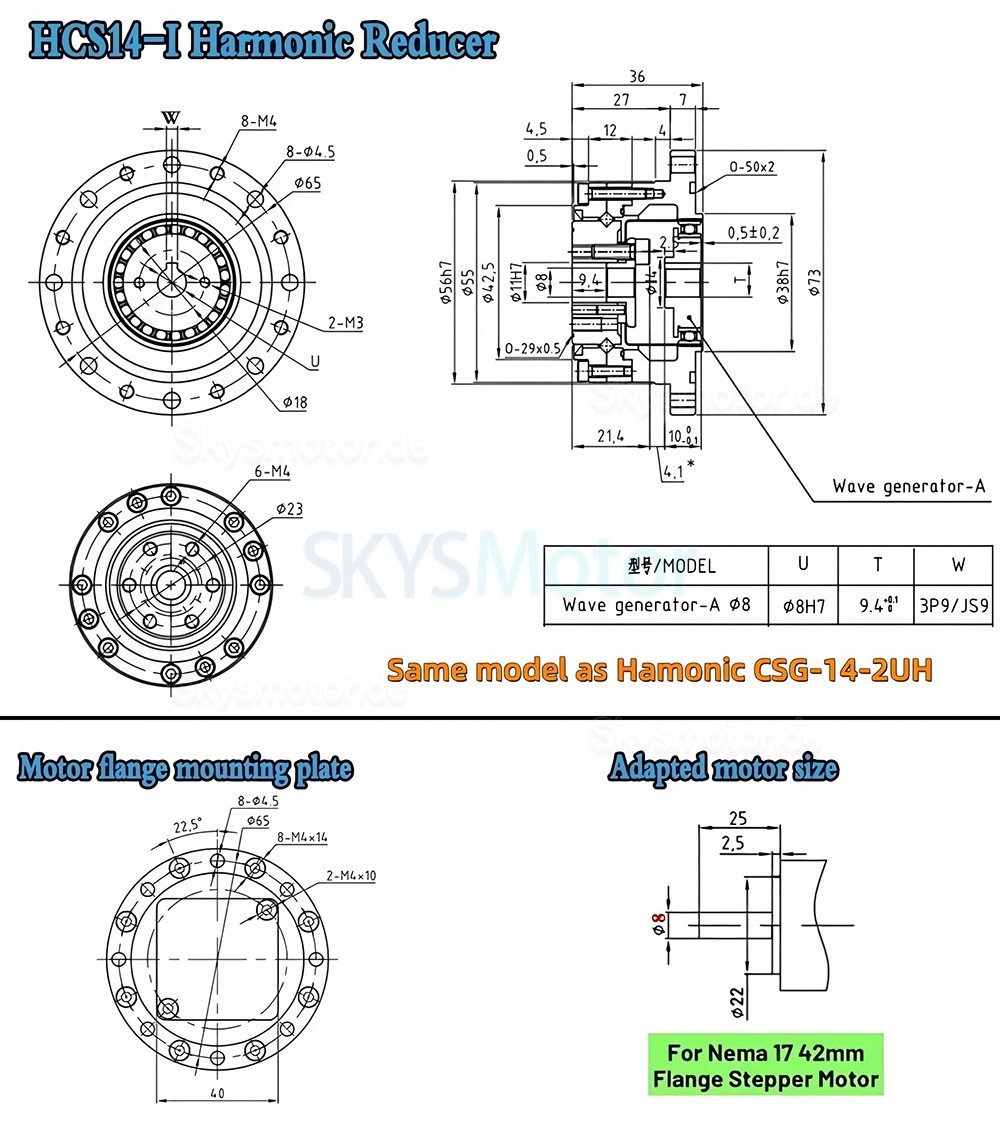 CSF-Serie wellengetriebe, &uuml;bersetzungsverh&auml;ltnis 50:1/80:1/100:1/120:1 f&uuml;r schritt-/servomotoren