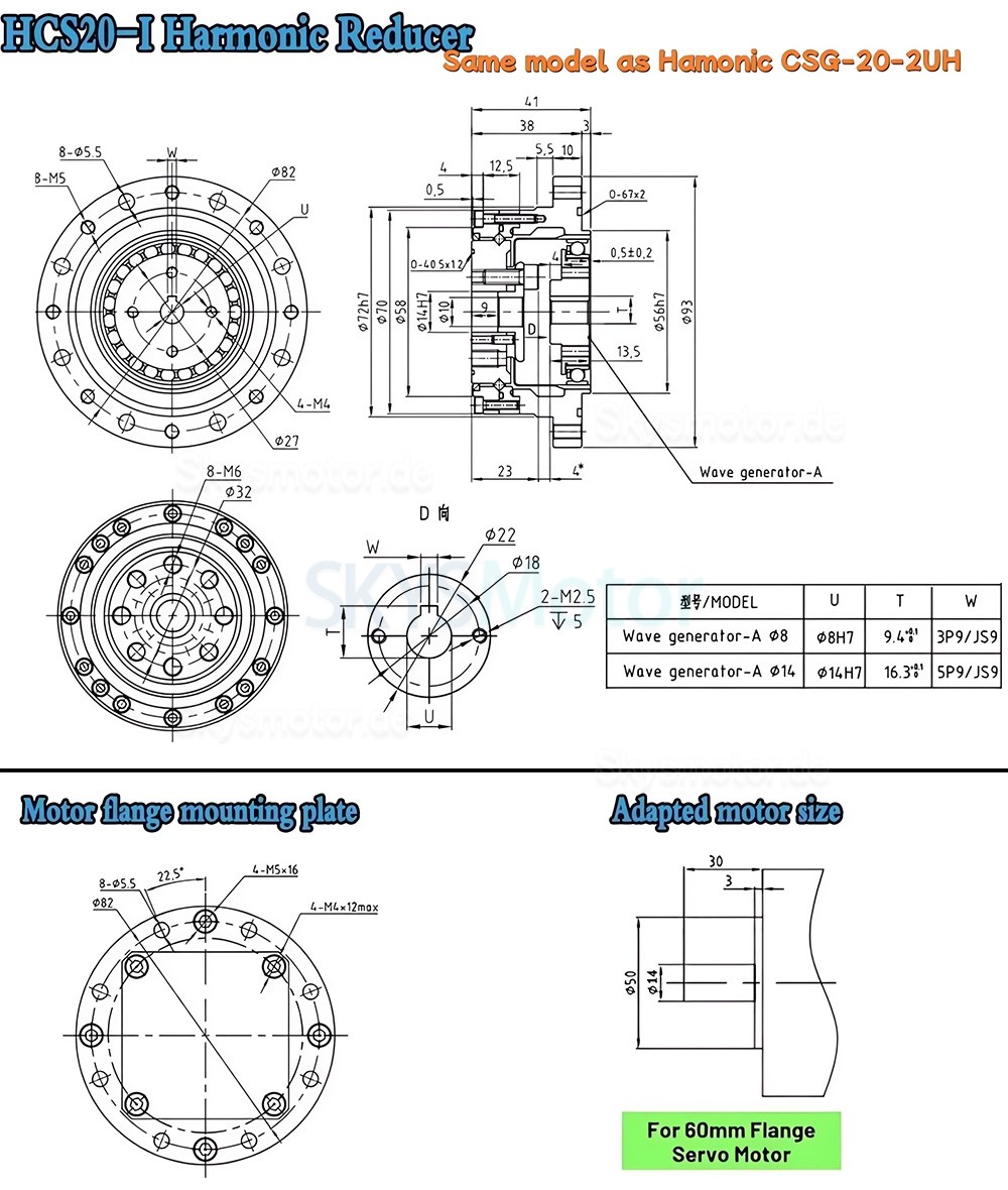CSF-Serie wellengetriebe, &uuml;bersetzungsverh&auml;ltnis 50:1/80:1/100:1/120:1 f&uuml;r schritt-/servomotoren