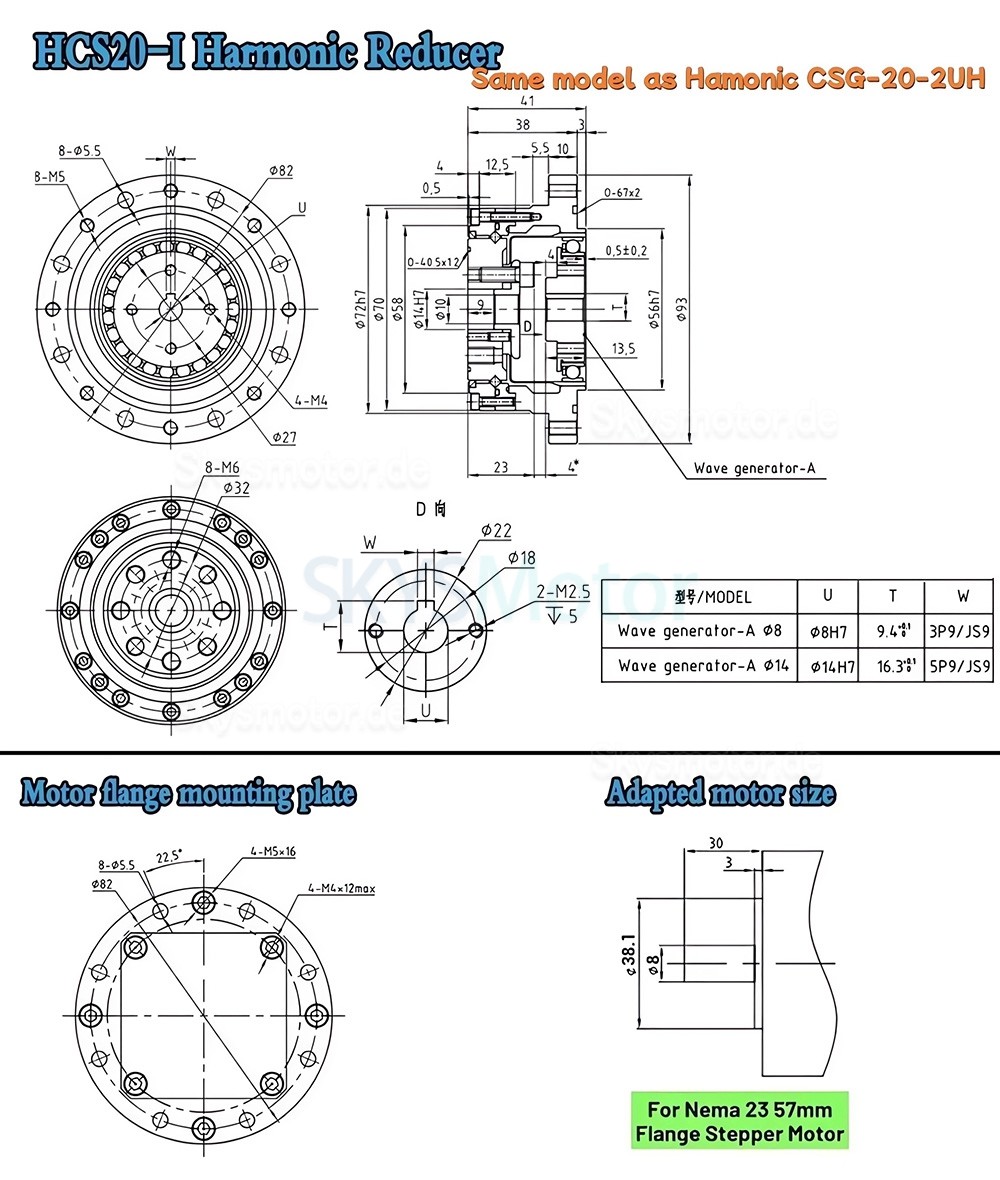 CSF-Serie wellengetriebe, &uuml;bersetzungsverh&auml;ltnis 50:1/80:1/100:1/120:1 f&uuml;r schritt-/servomotoren