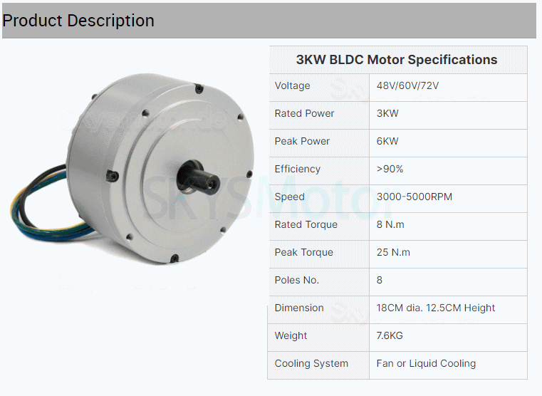 48V/72V 3KW Bürstenloser Radnabenmotor + Controller Kit HPM3000A-EZ-A48400-kit Für Elektrofahrräder, Mountainbikes und Motorräder