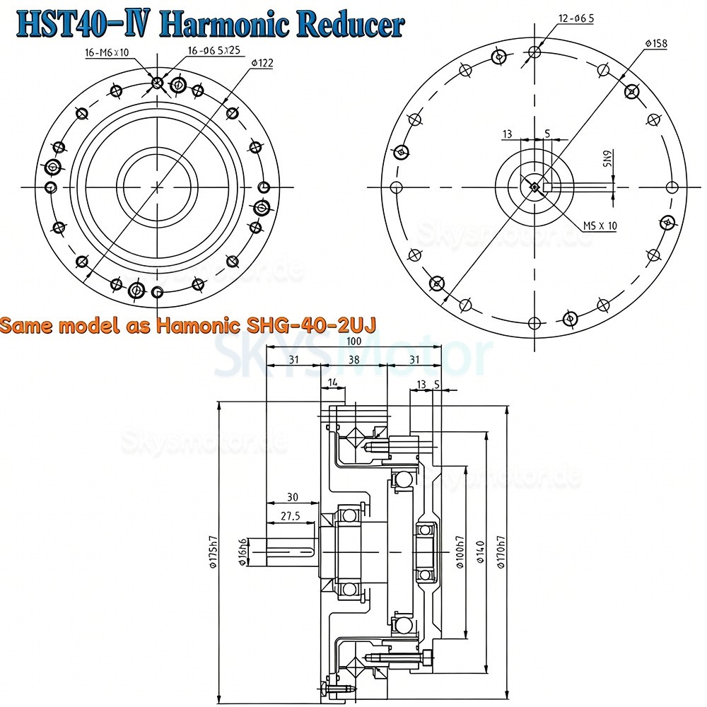 HST-Serie spannungswellengetriebe, &uuml;bersetzungsverh&auml;ltnis 50:1/80:1/100:1/120:1/160:1, 20 bogensekunden f&uuml;r industrieroboterarme
