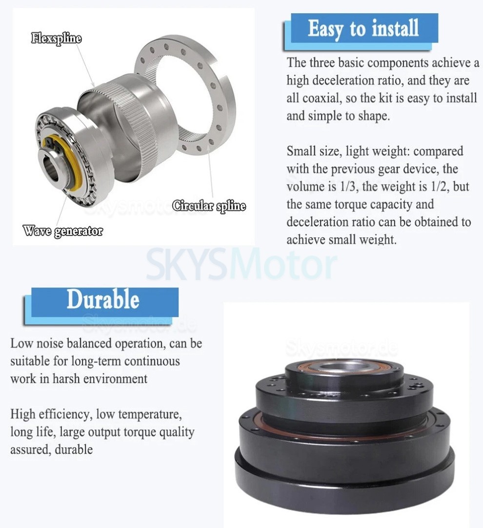 ZXK-Serie hohltyp spannungswellengetriebe, übersetzungsverhältnis 30:1/50:1/80:1/100:1/120:1/160:1, 30 bogensekunden ZXK-Serie hohltyp spannungswellengetriebe, übersetzungsverhältnis 30:1/50:1/80:1/100:1/120:1/160:1, 30 bogensekunden