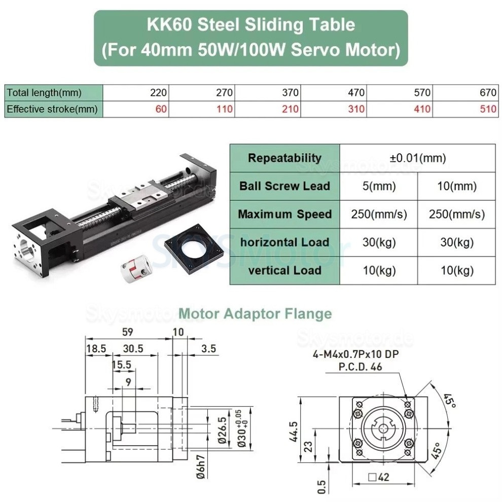 Linearschlittenmodul OSP001617 CNC Linearf&uuml;hrungsschiene f&uuml;r Nema23, 34 Schrittmotoren / 40 mm Servomotoren