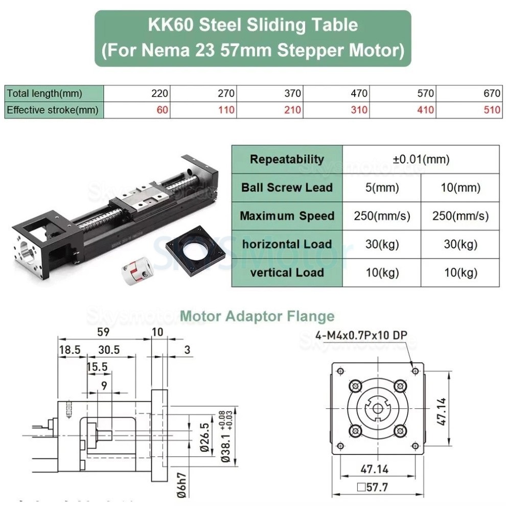 Linearschlittenmodul OSP001617 CNC Linearf&uuml;hrungsschiene f&uuml;r Nema23, 34 Schrittmotoren / 40 mm Servomotoren