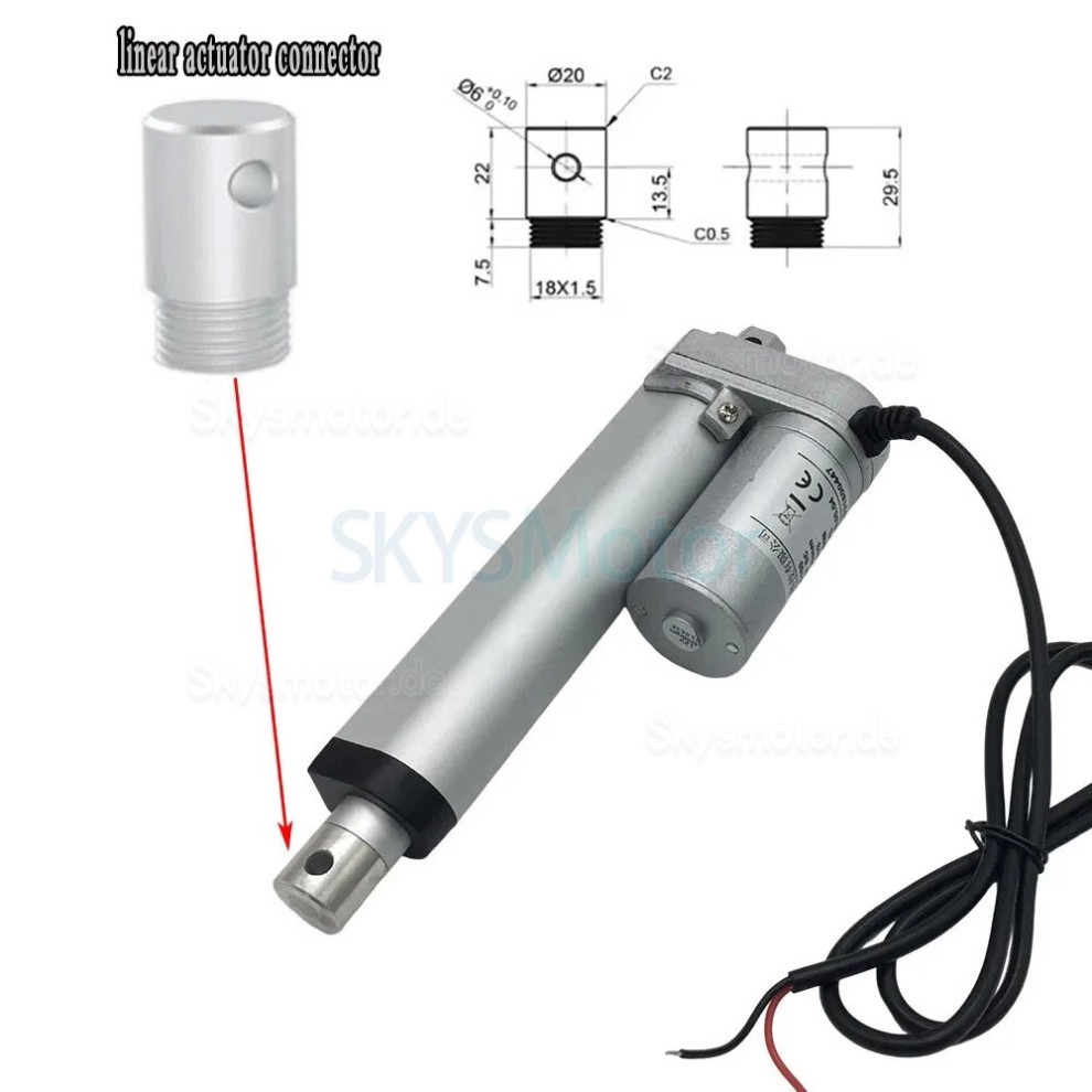 Elektrische Linearaktuatoren OSP001608, 12 V/24V, 5mm/s–90mm/s, 20–36W Elektrische Linearaktuatoren OSP001608, 12 V/24V, 5mm/s–90mm/s, 20–36W