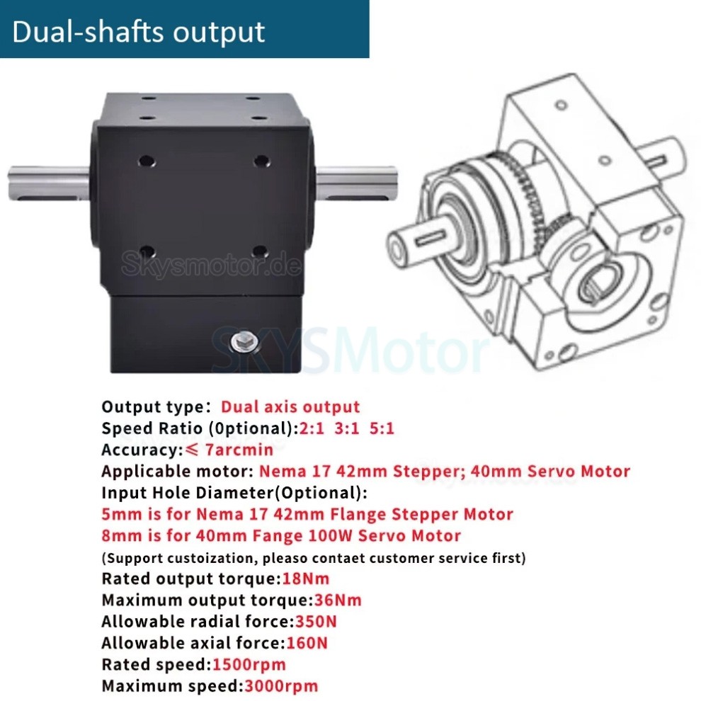 Nema 17 winkelgetriebe 90 grad, 90°-Kommutator, Übersetzung 2:1/3:1/5:1 für Nema 17 Schrittmotor Nema 17 winkelgetriebe 90 grad, 90°-Kommutator, Übersetzung 2:1/3:1/5:1 für Nema 17 Schrittmotor