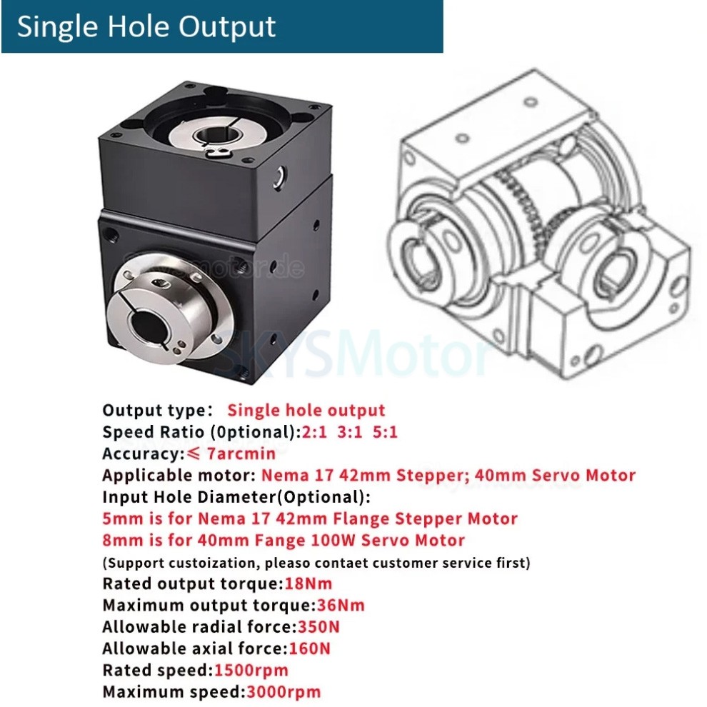 Nema 17 winkelgetriebe 90 grad, 90°-Kommutator, Übersetzung 2:1/3:1/5:1 für Nema 17 Schrittmotor Nema 17 winkelgetriebe 90 grad, 90°-Kommutator, Übersetzung 2:1/3:1/5:1 für Nema 17 Schrittmotor