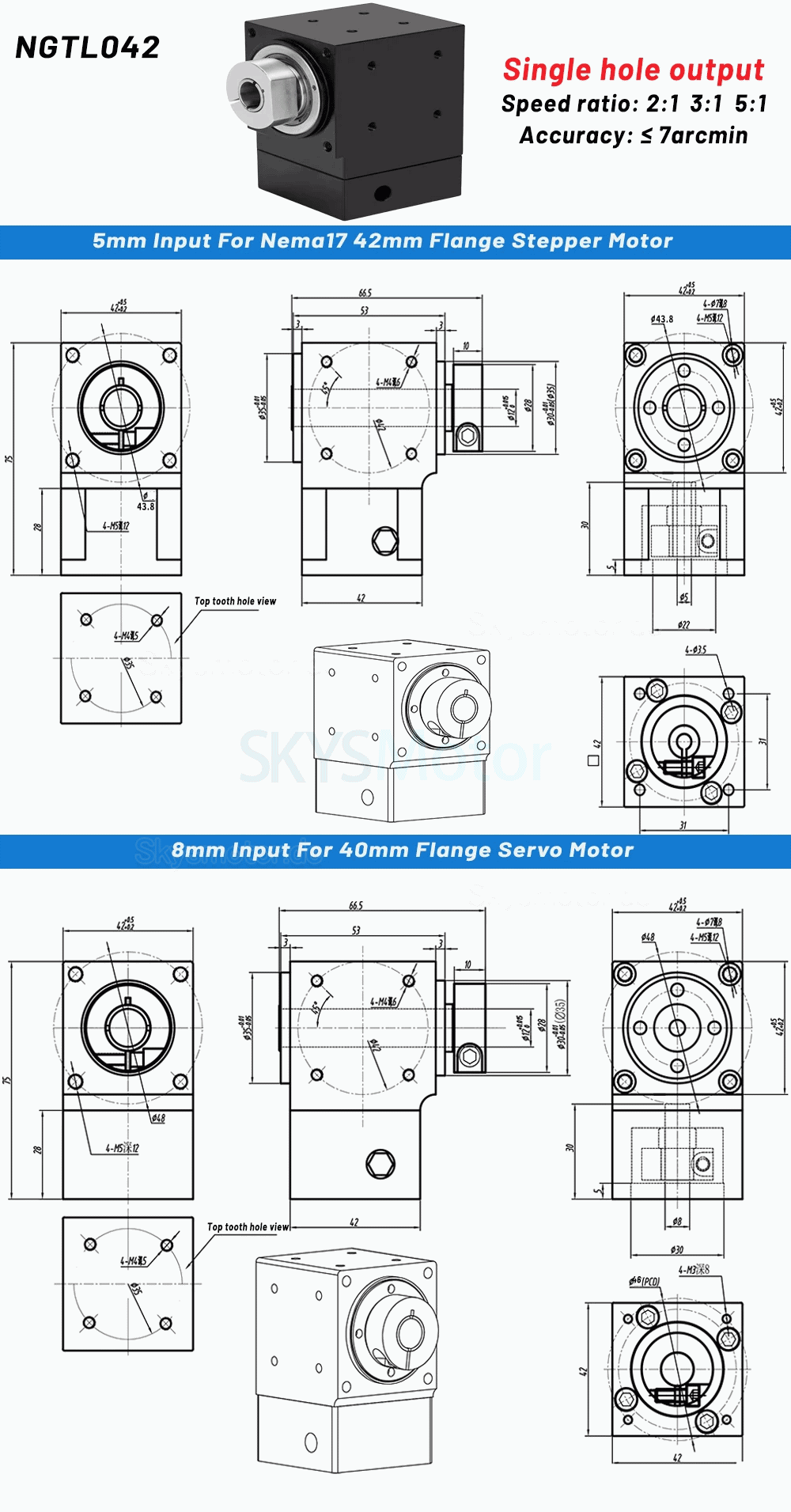 Nema 17 winkelgetriebe 90 grad, 90°-Kommutator, Übersetzung 2:1/3:1/5:1 für Nema 17 Schrittmotor Nema 17 winkelgetriebe 90 grad, 90°-Kommutator, Übersetzung 2:1/3:1/5:1 für Nema 17 Schrittmotor