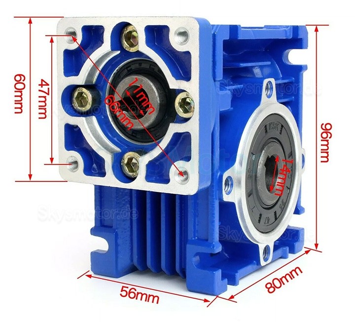 NMRV030 Schneckengetriebe Untersetzung 10:1 15:1 20:1 25:1 30:1 40:1 für Nema23 Schrittmotor / Servomotor