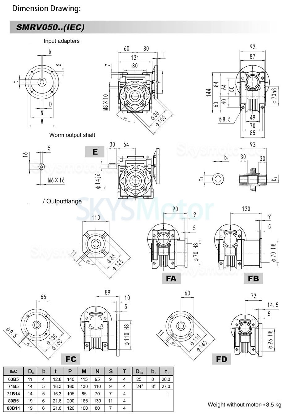 RV050 80B14/80B5 Rund Schneckengetriebe Untersetzung 5:1 10:1 15:1 20:1 30:1 Eingangsbohrung 19mm