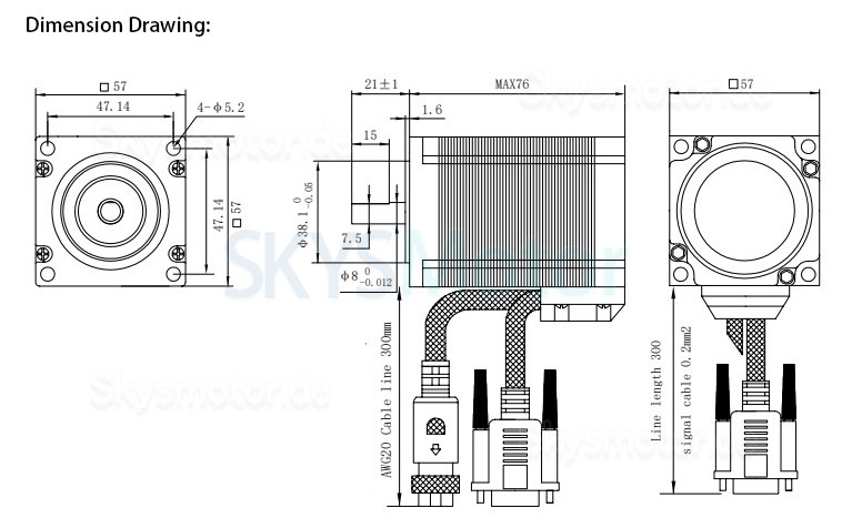 OUKEDA Nema 23 Closed Loop Schrittmotor Kit OK57DL76EC1-2C1+OK2D60BH 2,0 Nm 1,8 Grad mit OK2D60BH-Treiber
