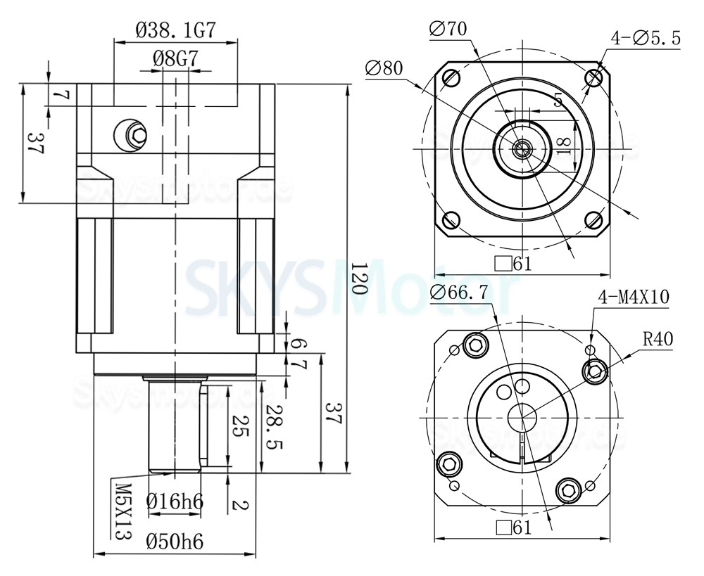 PGH60 Serie Schrägverzahntes Planetengetriebe PGH60-L1SW-Stepper, Max.Verhältnis 10:1, Verdrehspiel 6' für Nema 23,24 Schrittmotor PGH60 Serie Schrägverzahntes Planetengetriebe PGH60-L1SW-Stepper, Max.Verhältnis 10:1, Verdrehspiel 6' für Nema 23,24 Schrittmotor