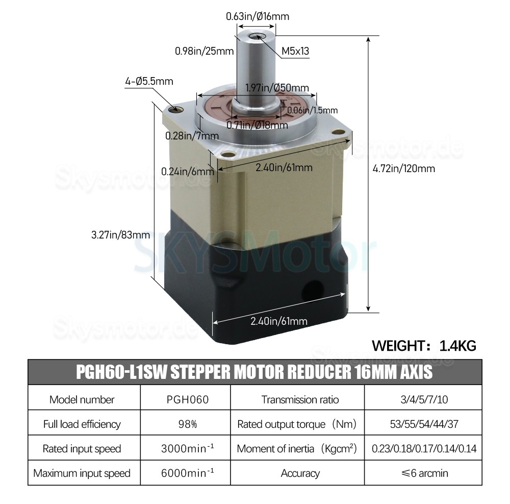 PGH60 Serie Schrägverzahntes Planetengetriebe PGH60-L1SW-Stepper, Max.Verhältnis 10:1, Verdrehspiel 6' für Nema 23,24 Schrittmotor PGH60 Serie Schrägverzahntes Planetengetriebe PGH60-L1SW-Stepper, Max.Verhältnis 10:1, Verdrehspiel 6' für Nema 23,24 Schrittmotor