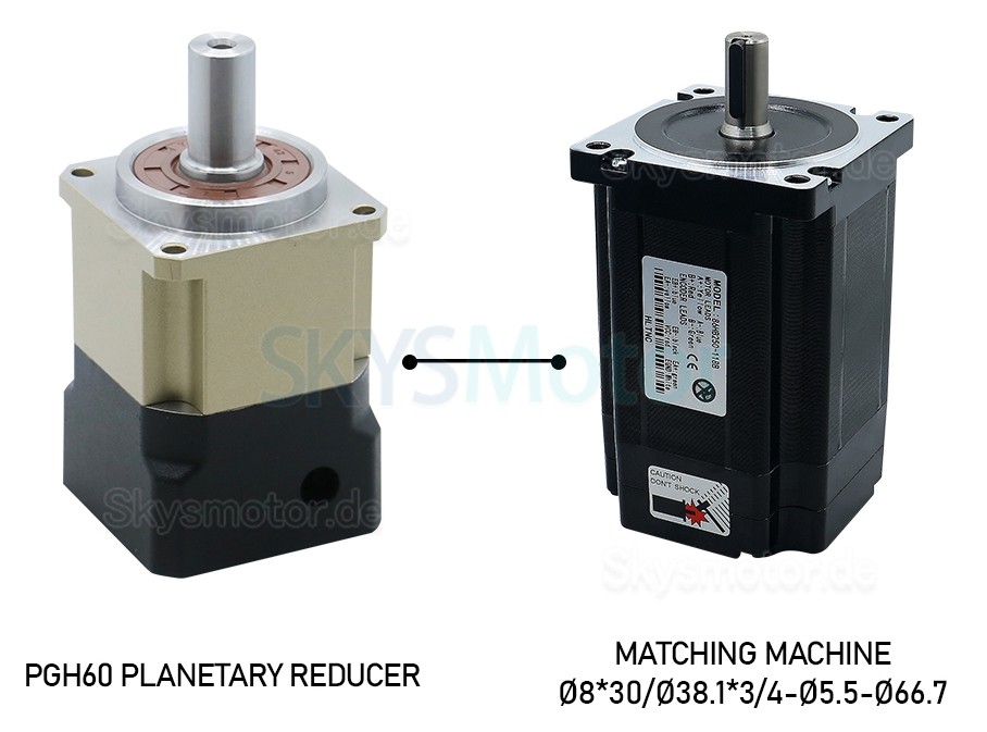 PGH60 Serie Schrägverzahntes Planetengetriebe PGH60-L2SW-Stepper, Max.Verhältnis 100:1, Verdrehspiel 8' für Nema 23,24 Schrittmotor