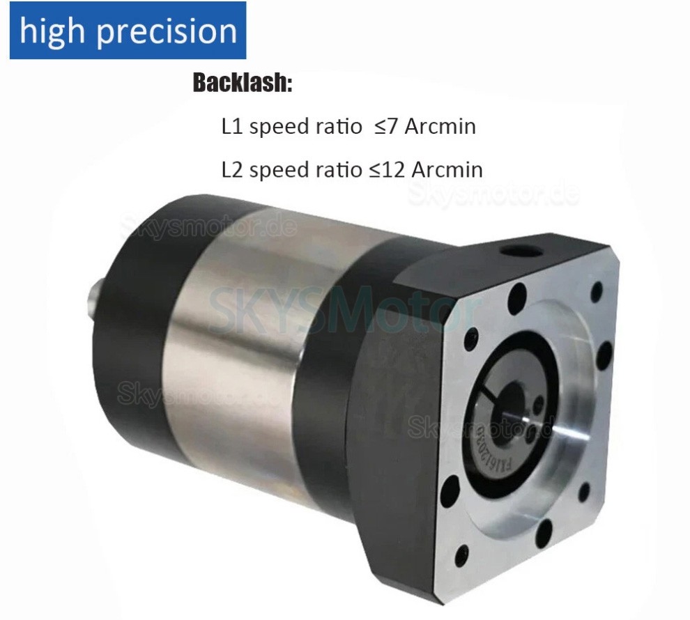 Serie PLE080 Planetengetriebe, 7–12 Bogenminuten, 19 mm Eingangsspannung, Übersetzungsverhältnis 3:1–100:1 für 80-mm-Servomotoren Serie PLE080 Planetengetriebe, 7–12 Bogenminuten, 19 mm Eingangsspannung, Übersetzungsverhältnis 3:1–100:1 für 80-mm-Servomotoren