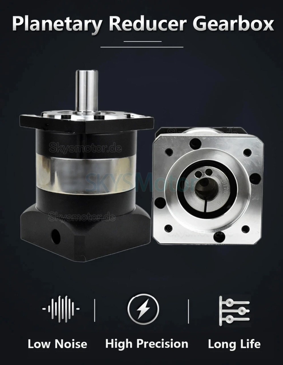 PLF120 Serie Nema 42 Planetengetriebe, Übersetzung 3:1 - 100:1, 19 mm Eingangswelle, für Nema 42 Schrittmotor PLF120 Serie Nema 42 Planetengetriebe, Übersetzung 3:1 - 100:1, 19 mm Eingangswelle, für Nema 42 Schrittmotor