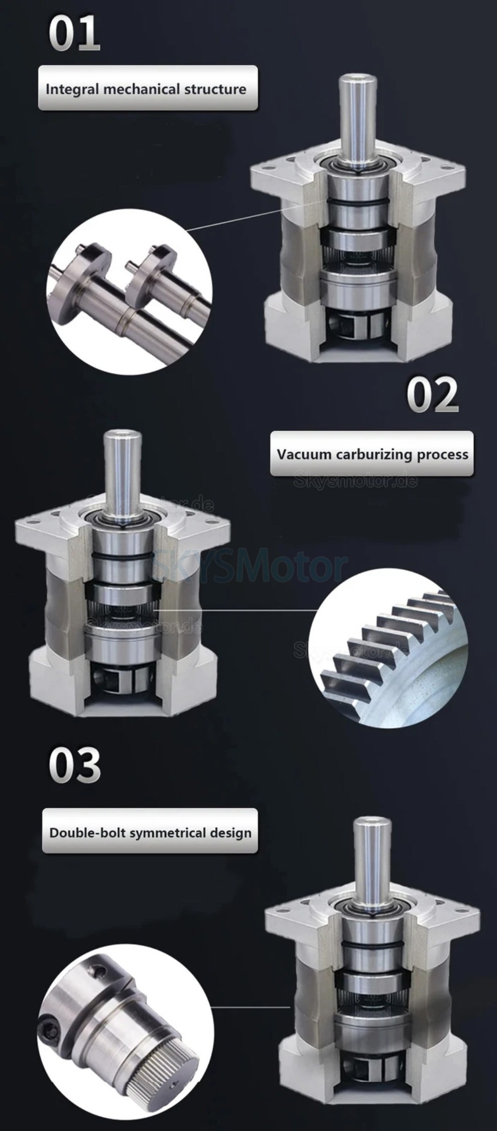 PLF120 Serie Nema 42 Planetengetriebe, Übersetzung 3:1 - 100:1, 19 mm Eingangswelle, für Nema 42 Schrittmotor PLF120 Serie Nema 42 Planetengetriebe, Übersetzung 3:1 - 100:1, 19 mm Eingangswelle, für Nema 42 Schrittmotor