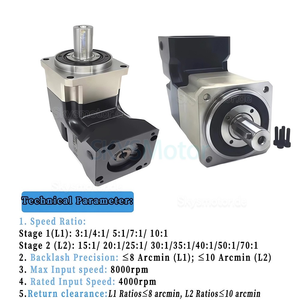 PLMG042 Serie NEMA 17 Winkelplanetengetriebe, &Uuml;bersetzung 3:1 - 100:1 f&uuml;r Nema 17 Schrittmotor / 40-mm-Servomotor