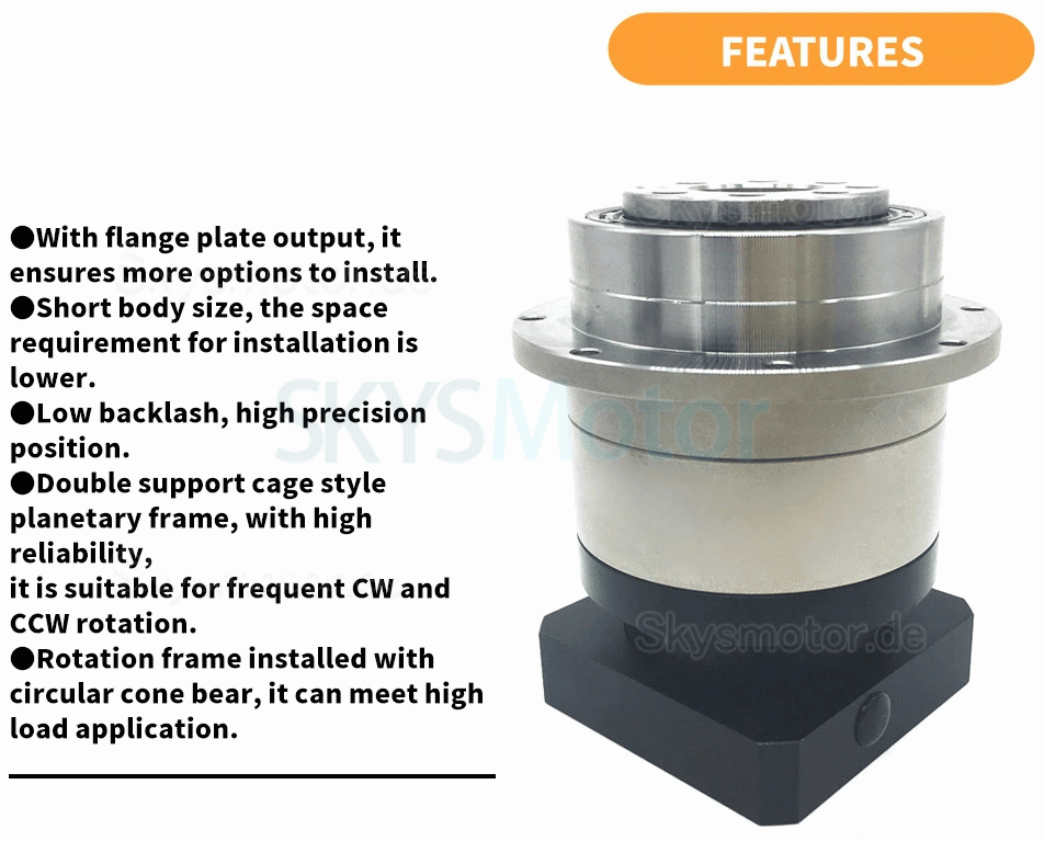 PLX060 Serie Schrägverzahntes Planetengetriebe, Flanschplattenausgabe für Nema 23 Schrittmotor / Nema 24 Servomotor