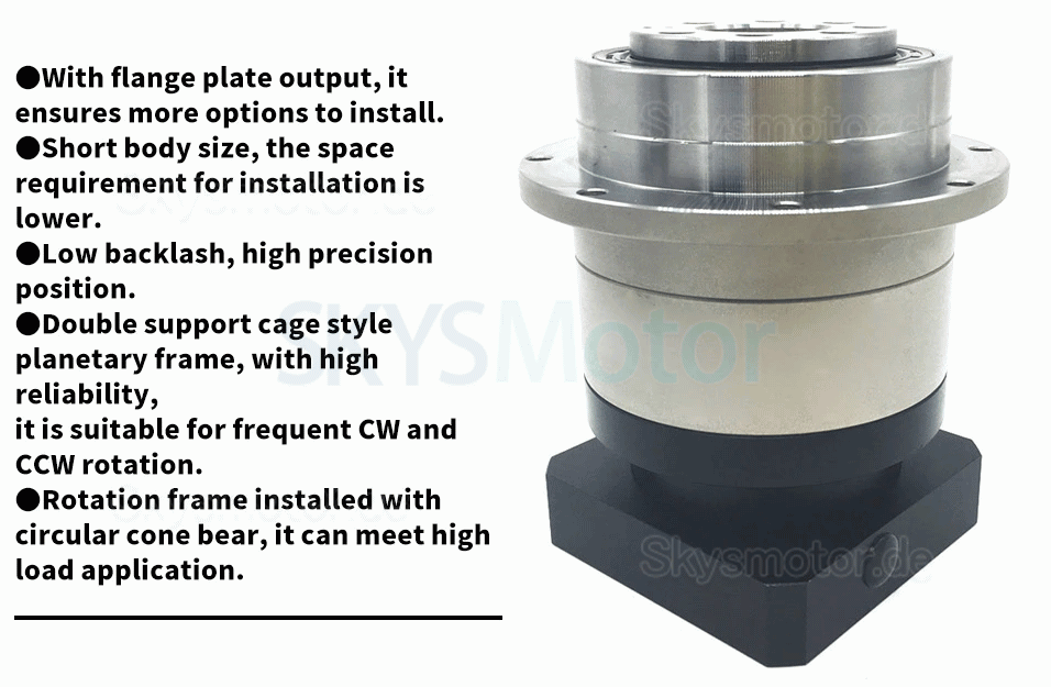 PLX120 Serie Schrägverzahntes Planetengetriebe, Flanschplattenausgabe für Nema 42 Schrittmotor und 110 mm/130 mm Servomotor