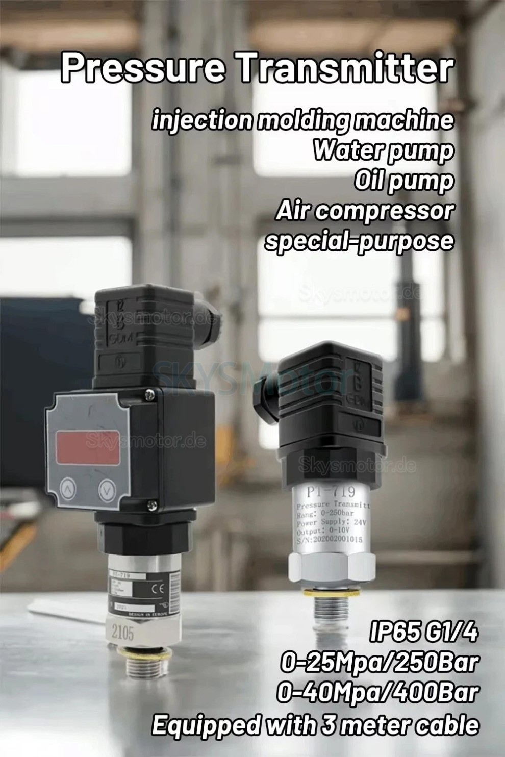 Industrieller Hydraulik Drucksensor PT-719 Drucktransmitter 0-10V 4-20mA IP65
