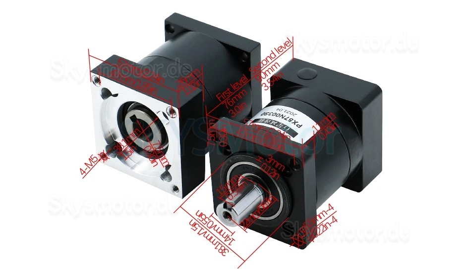 PX57 Series Nema 23 Planetengetriebe Eingangswelle 8mm Abtriebswelle 14mm