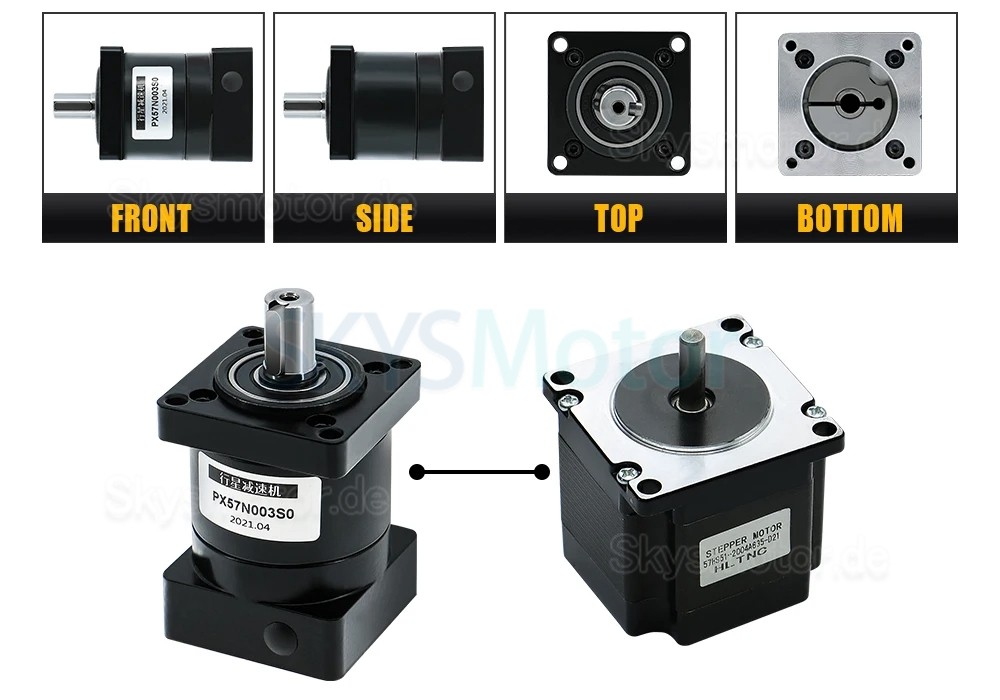 PX57 Series Nema 23 Planetengetriebe Eingangswelle 8mm Abtriebswelle 14mm