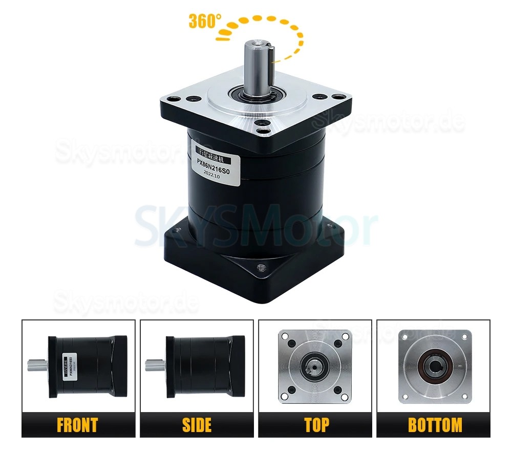 PX86 Serie Nema 34 Planetengetriebe Eingangswelle 14 mm, Ausgangswelle 16 mm