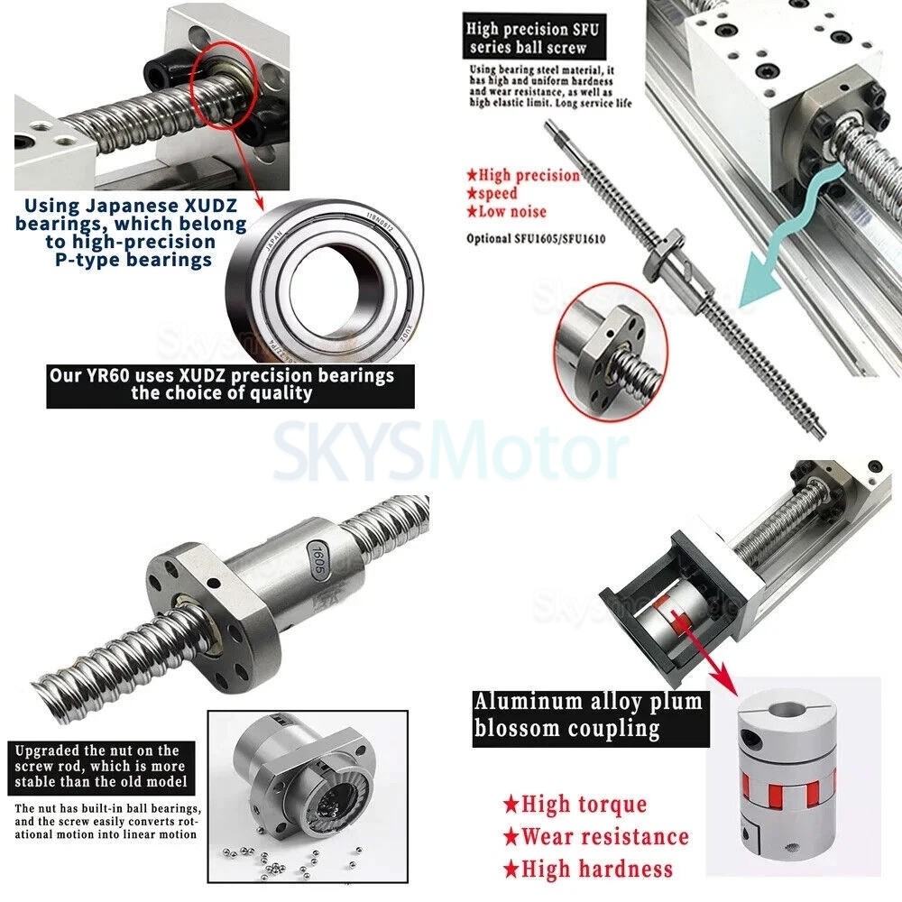 Kugelgewindetrieb Linearführungstisch DXG-YR60 CNC Lineartisch Kit mit Nema 23-Schrittmotor (geschlossener Regelkreis) und Treiber Kit Kugelgewindetrieb Linearführungstisch DXG-YR60 CNC Lineartisch Kit mit Nema 23-Schrittmotor (geschlossener Regelkreis) und Treiber Kit