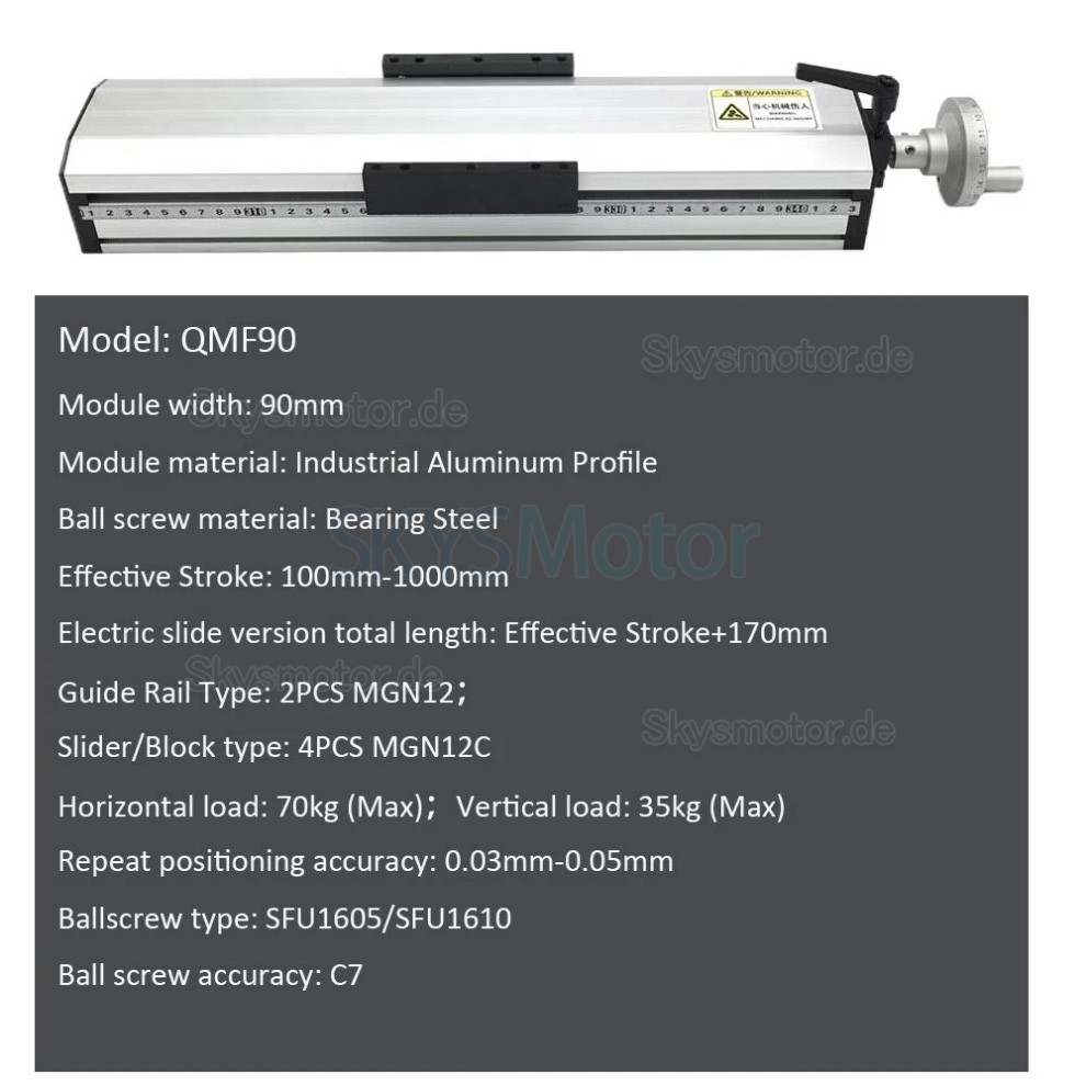 Vollständig abgedichteter manueller Kugelgewindetrieb QMF90 Manueller Lineartisch, CNC-Linearführungsmodul Vollständig abgedichteter manueller Kugelgewindetrieb QMF90 Manueller Lineartisch, CNC-Linearführungsmodul